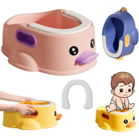 Olita pentru copii, +1an, portabila, design ratusca, model prietenos, non-toxic, compartiment detasabil, cu maner, usor de curatat, albastru [5]