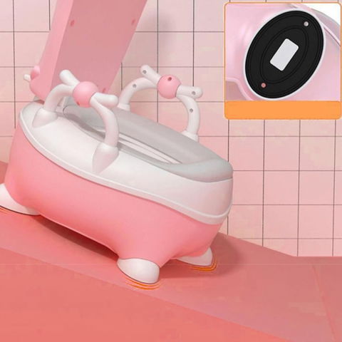 Olita pentru copii, +1an, portabila, design vacuta cu capac, model prietenos, non-toxic, cu manere, compartiment detasabil, perie inclusa, usor de curatat, roz [1]