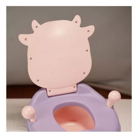 Olita pentru copii, +1an, portabila, model vacuta, cu capac, prietenoasa, non-toxic, compartiment detasabil, cu manere, cu 4 picioare, usor de curatat, roz [4]