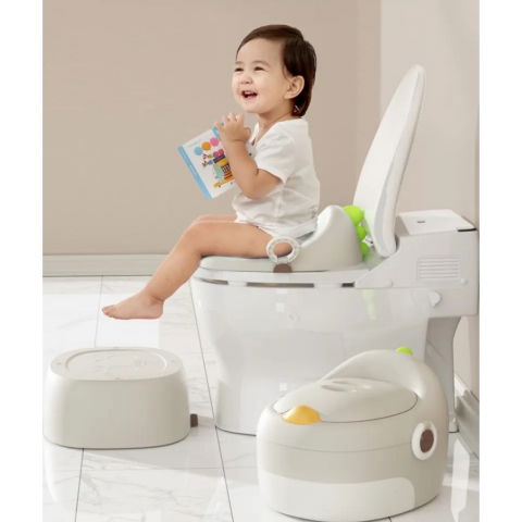 Olita pentru copii, 3 in 1, detasabila, inaltator, reductor wc, cu capac, 100 de saci de unica folosinta, gri [6]