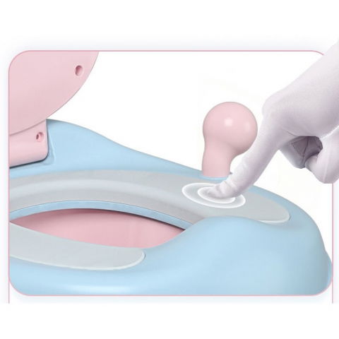 Olita pentru copii, +6 luni, compartiment detasabil, cu capac, antiderapanta, din plastic, colac moale, model animat ciclop, cu maner, 33 x 21 x 45 cm, albastru/roz [4]