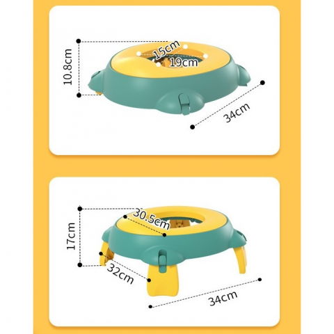Olita portabila, pentru calatorii, confectionata din spuma pu, 1-6 ani, 34x32x17 cm, verde/galben [5]