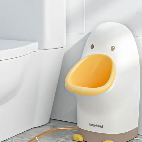 Olita tip pisoar pentru copii, +1an, portabila, design ratusca, model prietenos, non-toxic, usor de curatat, 23.3 x 24 x 43 cm, alb/galben [5]
