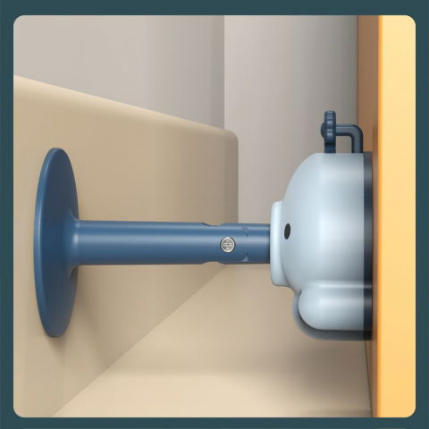 Opritor de usa, din silicon, cu prindere de podea, anti-coliziune, 5.5 x 5.5 x 5.5cm, albastru [6]