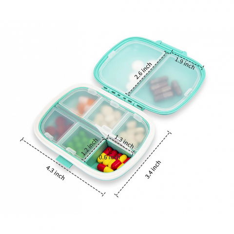 Organizator medicamente, plastic, 8 compartimente, 0.1 l, albastru, 11 x 7 cm [4]