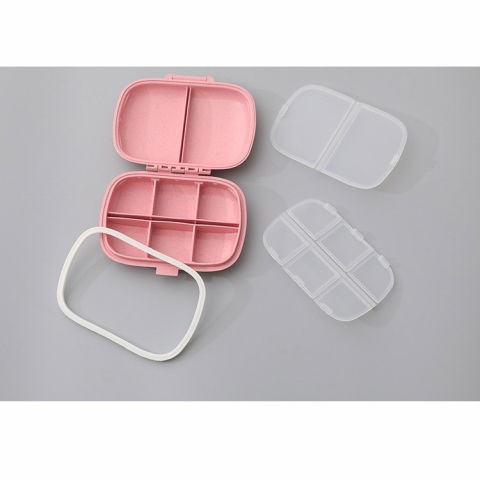 Organizator medicamente, plastic, 8 compartimente, 0.1 l, roz, 11 x 7 cm [2]