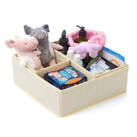 Organizator pentru sertar, 3 marimi, pentru lenjerie, tricouri, sosete, 6 piese, pliabil, stivuibil, din tesatura, alb [1]