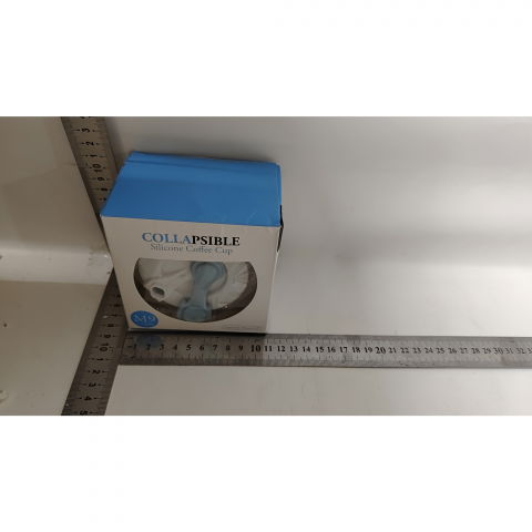 Pahar pliabil din silicon  pentru calatorii, camping, 750 ml, pai inclus, 11.6 x 19.3 cm, albastru [4]