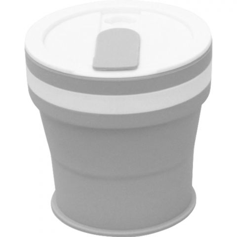 Genti, organizatoare şi accesorii voiaj - Pahar pliabil din silicon  prentru calatorii, 350 ml, pai inclus, 9 x 9.2 cm, gri