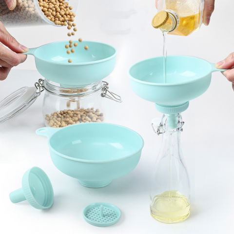 Palnie din plastic 3 in 1  doua dimensiuni de scurgere, cu filet si filtru, diametru scurgere 5.4 cm, 11.5 x 16.7 cm, albastru [8]