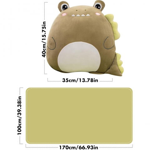 Patura 2in1 pentru pat sau canapea, model jucarie crocodil cu spatiu de depozitare patura, microfibra, 1x1.7 m, verde [2]