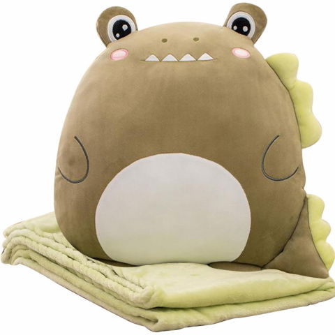 Igienă, baie și accesorii bebeluși şi copii - Patura 2in1 pentru pat sau canapea, model jucarie crocodil cu spatiu de depozitare patura, microfibra, 1x1.7 m, verde