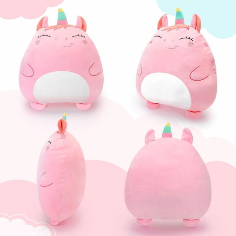 Patura 2in1 pentru pat sau canapea, model jucarie unicorn cu spatiu de depozitare patura, microfibra, 1x1.7 m, roz [1]