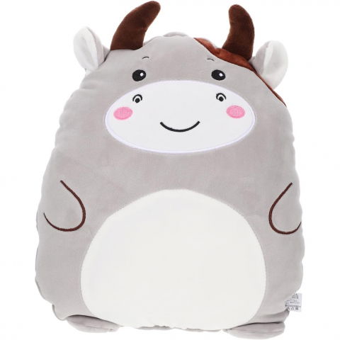 Patura 2in1 pentru pat sau canapea, model jucarie vacuta cu spatiu de depozitare patura, microfibra, 1x1.7 m, gri [2]