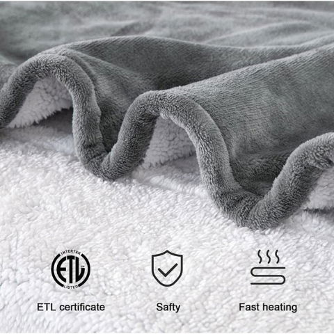 Patura cu incalzire electrica, 135 w, 180x130 cm, 6 trepte de incalzire, flanel, gri [8]