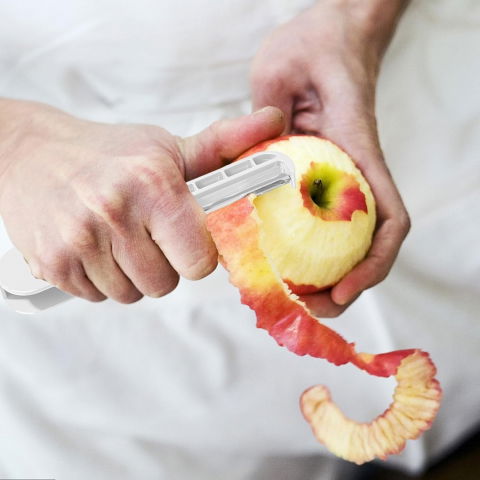 Peeler pentru legume si fructe, 3.6 x 9.1 cm, multifunctional, curatator pliabil, din abs si otel inoxidabil, alb [3]