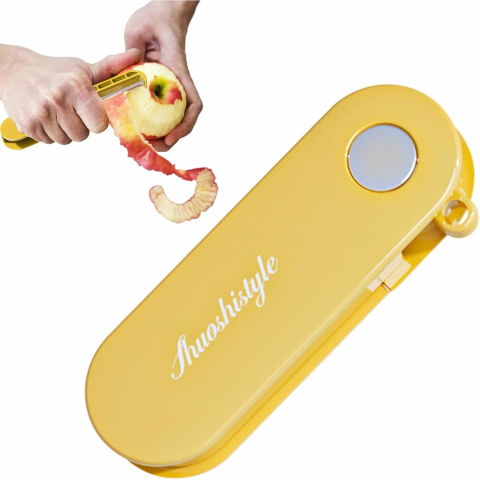 Peeler pentru legume si fructe, 3.6 x 9.1 cm, multifunctional, curatator pliabil, din abs si otel inoxidabil, galben [6]