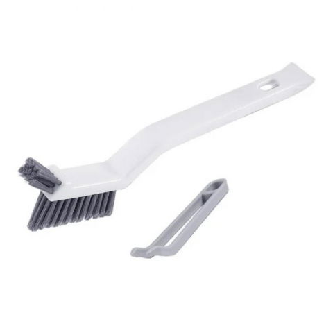 Maturi, Perii, Mopuri si Galeti - Perie 3in1 de curatat podele si rosturi, lungime maner 28 cm, peri din pp, otel si plastic, cleste pentru scame si par inclus, alb