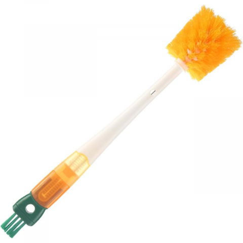 Perie 5 in 1 de curatat pahare, cani, sticle, cu maner lung, accesorii pentru spalarea paielor si capacelor, usor de agatat, 36x7x7cm, portocaliu-alb [12]