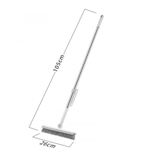 Perie de curatare pentru podele si rosturi, lungime maner 105 cm, capat pivotant 180 grade, peri din pp, otel si plastic, cleste pentru scame si par inclus, alb [4]