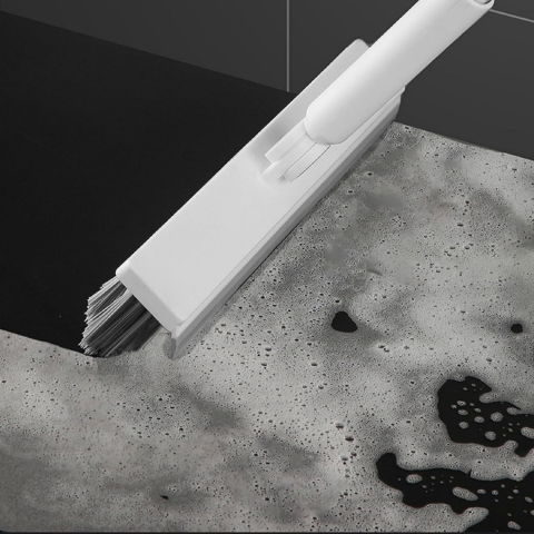 Perie de curatare pentru podele si rosturi, lungime maner 105 cm, capat pivotant 180 grade, peri din pp, otel si plastic, cleste pentru scame si par inclus, alb [2]