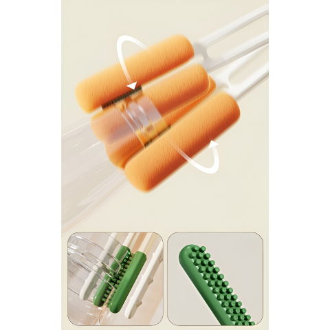 Perie de curatat pahare, cani, sticle, cu maner lung si burete, accesorii pentru spalarea paielor si capacelor, usor de agatat, 27.5x11.4x6cm, alb [2]