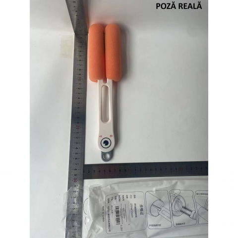 Perie de curatat pahare, cani, sticle, cu maner lung si burete, accesorii pentru spalarea paielor si capacelor, usor de agatat, 27.5x11.4x6cm, alb [1]