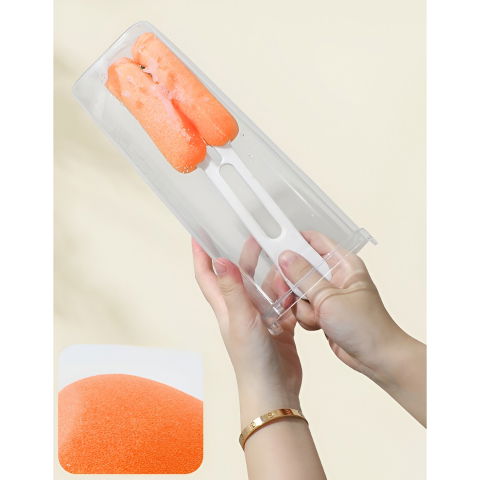 Perie de curatat pahare, cani, sticle, cu maner lung si burete, accesorii pentru spalarea paielor si capacelor, usor de agatat, 27.5x11.4x6cm, alb [3]