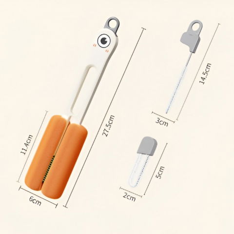 Perie de curatat pahare, cani, sticle, cu maner lung si burete, accesorii pentru spalarea paielor si capacelor, usor de agatat, 27.5x11.4x6cm, alb [6]