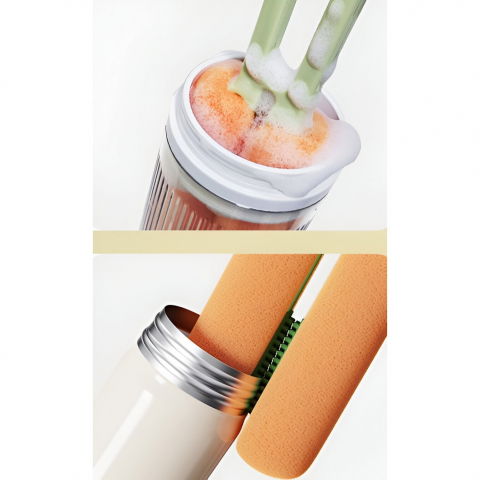 Perie de curatat pahare, cani, sticle, cu maner lung si burete, accesorii pentru spalarea paielor si capacelor, usor de agatat, 27.5x11.4x6cm, verde [7]