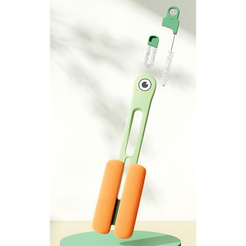 Perie de curatat pahare, cani, sticle, cu maner lung si burete, accesorii pentru spalarea paielor si capacelor, usor de agatat, 27.5x11.4x6cm, verde [3]