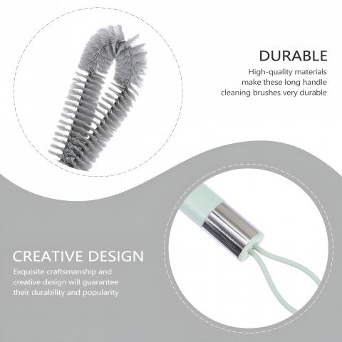 Perie de curatat pahare, sticle, biberoane, cu maner lung, uz casnic, silicon, ergonomic, 3.9x5.4x38.5cm, verde [4]