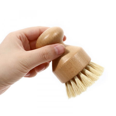 Perie de curatat vase si alimente, din lemn de bambus, 8 x 5 cm, perie din sisal, maro [2]