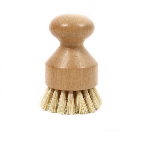 Organizatoare si accesorii pentru bucatarie - Perie de curatat vase si alimente, din lemn de bambus, 8 x 5 cm, perie din sisal, maro