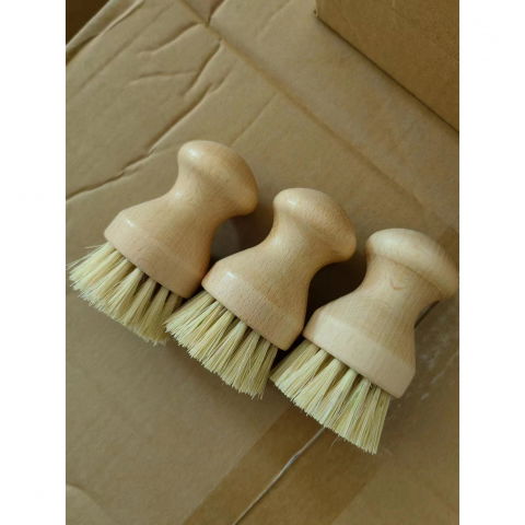 Perie de curatat vase si alimente, din lemn de bambus, 8 x 5 cm, perie din sisal, maro [4]