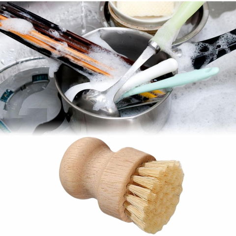 Perie de curatat vase si alimente, din lemn de fag, 8 x 5 cm, perie din sisal, bej [1]