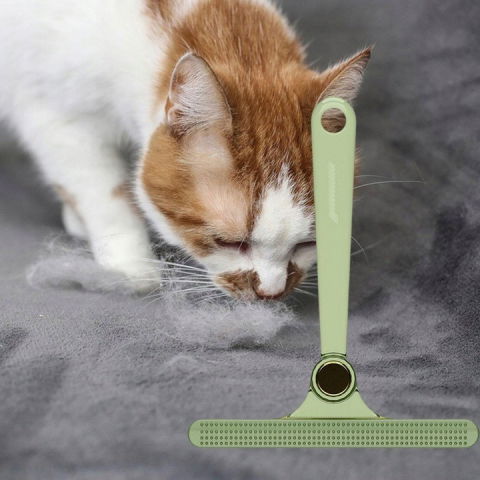 Perie de indepartare a scamelor, pentru haine si par de animale, cu doua fete, manual, multifunctional, 12x14.5 cm, accesoriu pentru casa, verde [8]