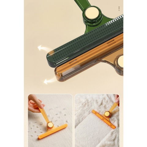 Perie de indepartare a scamelor, pentru haine si par de animale, cu doua fete, manual, multifunctional, 12x14.5 cm, accesoriu pentru casa, verde [2]