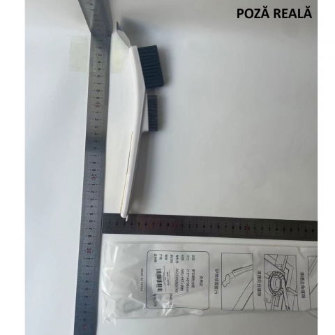 Perie de sarma pentru bucatarie, din doua bucati, maner lung cu gaura de prindere, peri din otel, anti-reziduu, anti-murdarie, 24.5x2.7x6.7cm, alb [14]