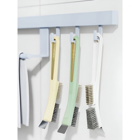 Perie de sarma pentru bucatarie, din doua bucati, maner lung cu gaura de prindere, peri din otel, anti-reziduu, anti-murdarie, 24.5x2.7x6.7cm, verde [3]