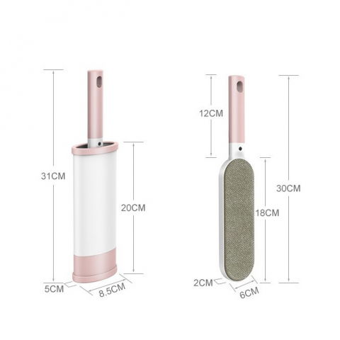Perie electrostatica, pentru curatarea parului/scamelor de pe haine si tapiterii, 2 fete, autocuratare, 31 x 8.5 cm, roz [1]