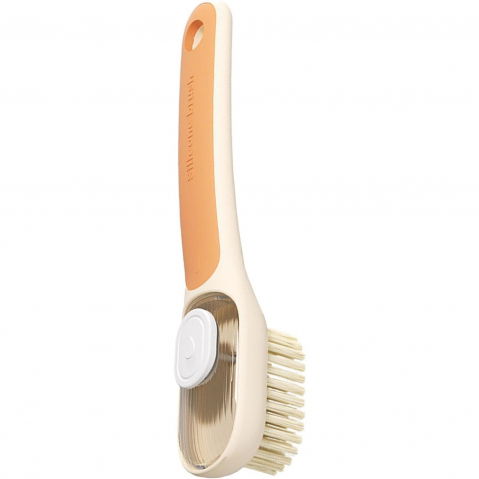 Perie multifunctionala 2 in 1, perie densa/perie din piele de caprioara, cu recipient lichid, maner lung, 20.1x 4.3 x 5 cm, portocaliu [6]