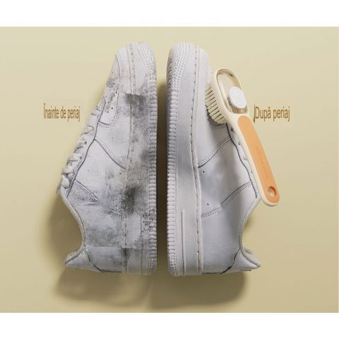 Perie multifunctionala 2 in 1, perie densa/perie din piele de caprioara, cu recipient lichid, maner lung, 20.1x 4.3 x 5 cm, portocaliu [9]