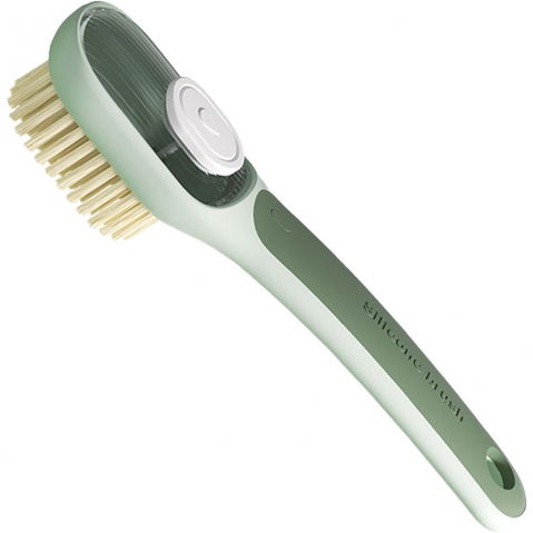 Accesorii ingrijire casa - Perie multifunctionala 2 in 1, perie densa/perie din piele de caprioara, cu recipient lichid, maner lung, 20.1x 4.3 x 5 cm, verde