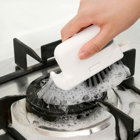 Perie multifunctionala 3 in 1 de curatare, pentru bucatarie, vesela, geamuri, cap detasabil, 9x15x2.5 cm, gri [4]