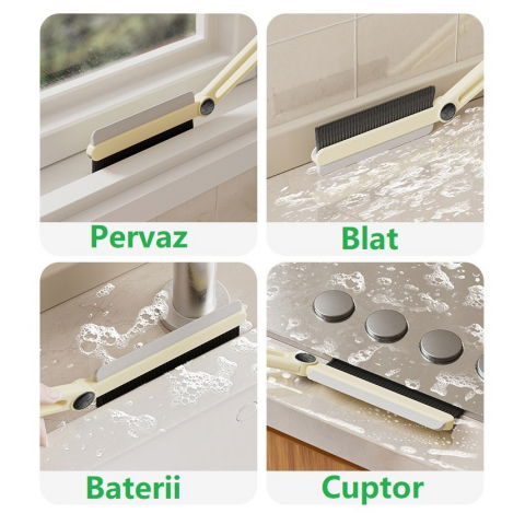 Perie multifunctionala si stergator, pentru spatii greu accesibile, 24.7 x 4.5 cm, alb [3]