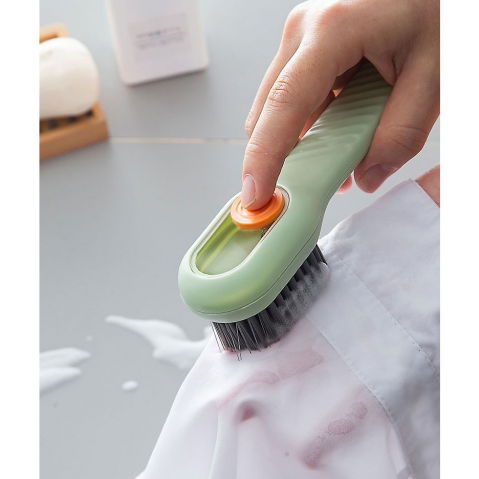 Perie pentru curatare incaltaminte cu recipient pentru detergent, perie multifunctionala pentru incaltaminte si lenjerie, cu peri moi, fara deteriorare, 17.3 x 4.5 x 6 cm, culoare verde [6]