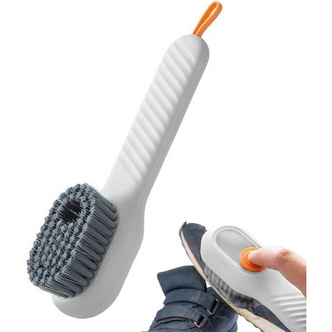 Perie pentru curatare incaltaminte cu recipient pentru detergent, perie multifunctionala pentru incaltaminte si lenjerie, cu peri moi, fara deteriorare, 17.3 x 4.5 x 6 cm, culoare alb [3]