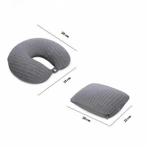 Perna de calatorie , 2 in 1, cu particule de spuma cu memorie, gri [6]