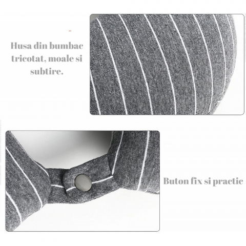 Perna de calatorie , 2 in 1, cu particule de spuma cu memorie, gri [2]